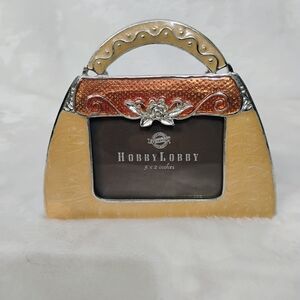 Vintage Style Purse Shaped Mini Picture Frame 3x2 Hobby Lobby Copper Tones L